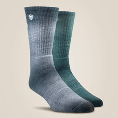 Ariat Incognito Graphic Crew Work Sock 2 Pair Multi Color Pack Men|Women