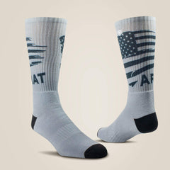 Ariat Patriot Graphic Crew Work Sock 2 Pair Multi Color Pack Men