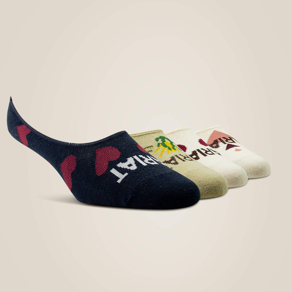 Ariat No Slip No Show Sock 2 Pair Multi Color Pack Women