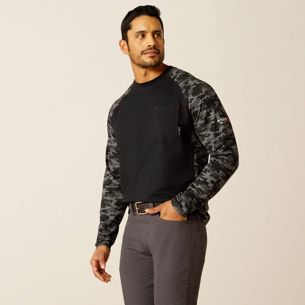 Ariat FR AC Stretch Camo Baseball T-Shirt Men