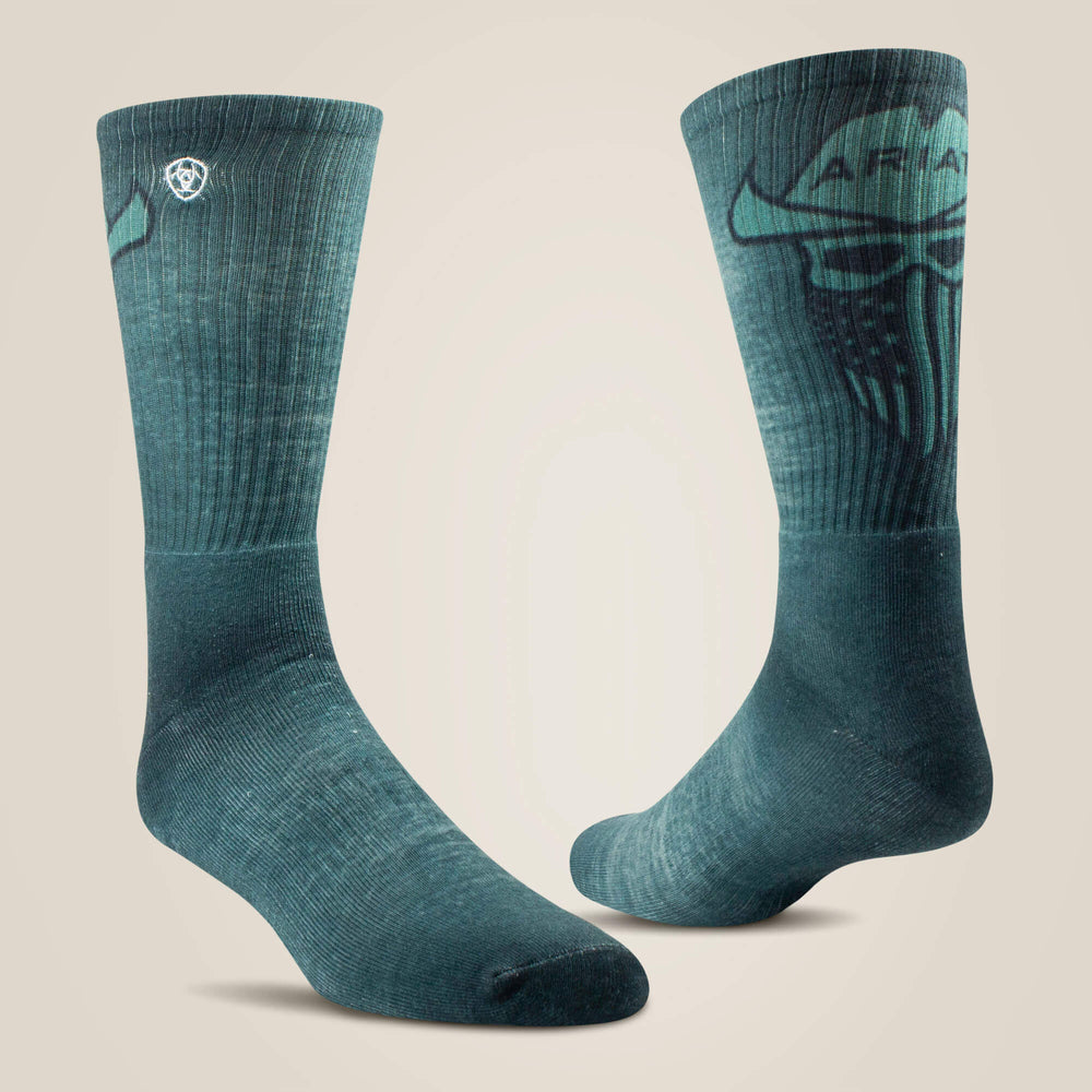 Ariat Incognito Graphic Crew Work Sock 2 Pair Multi Color Pack Men|Women