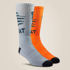 Ariat Patriot Graphic Crew Work Sock 2 Pair Multi Color Pack Men