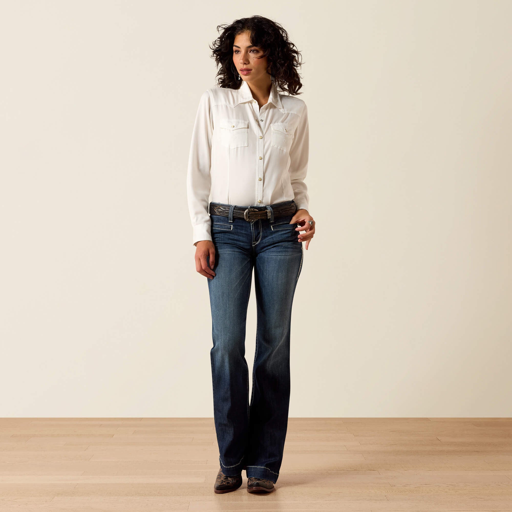 Ariat Trouser Mid Rise Stretch Entwined Wide Leg Jean Women|Trends