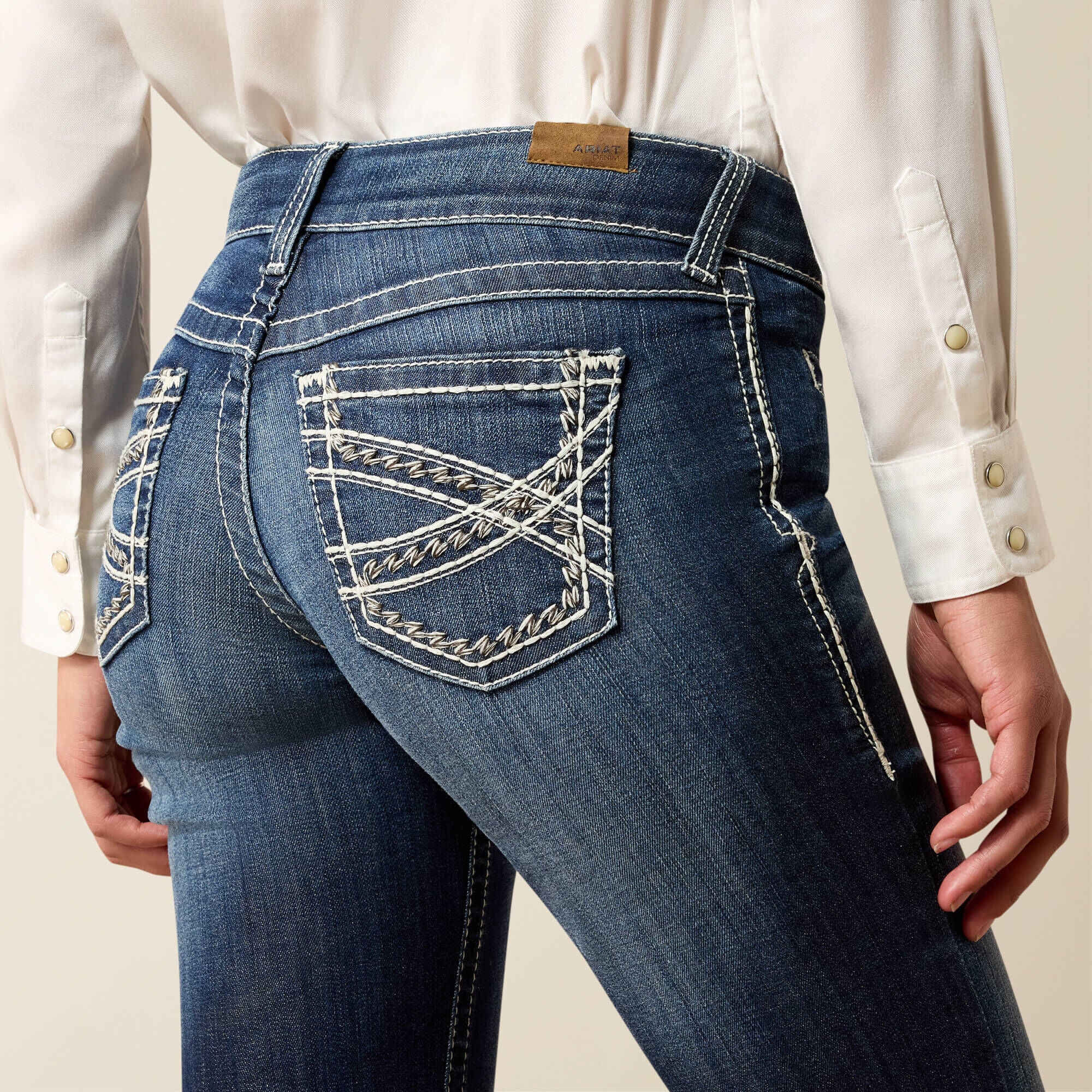Ariat Trouser Mid Rise Stretch Entwined Wide Leg Jean Women|Trends