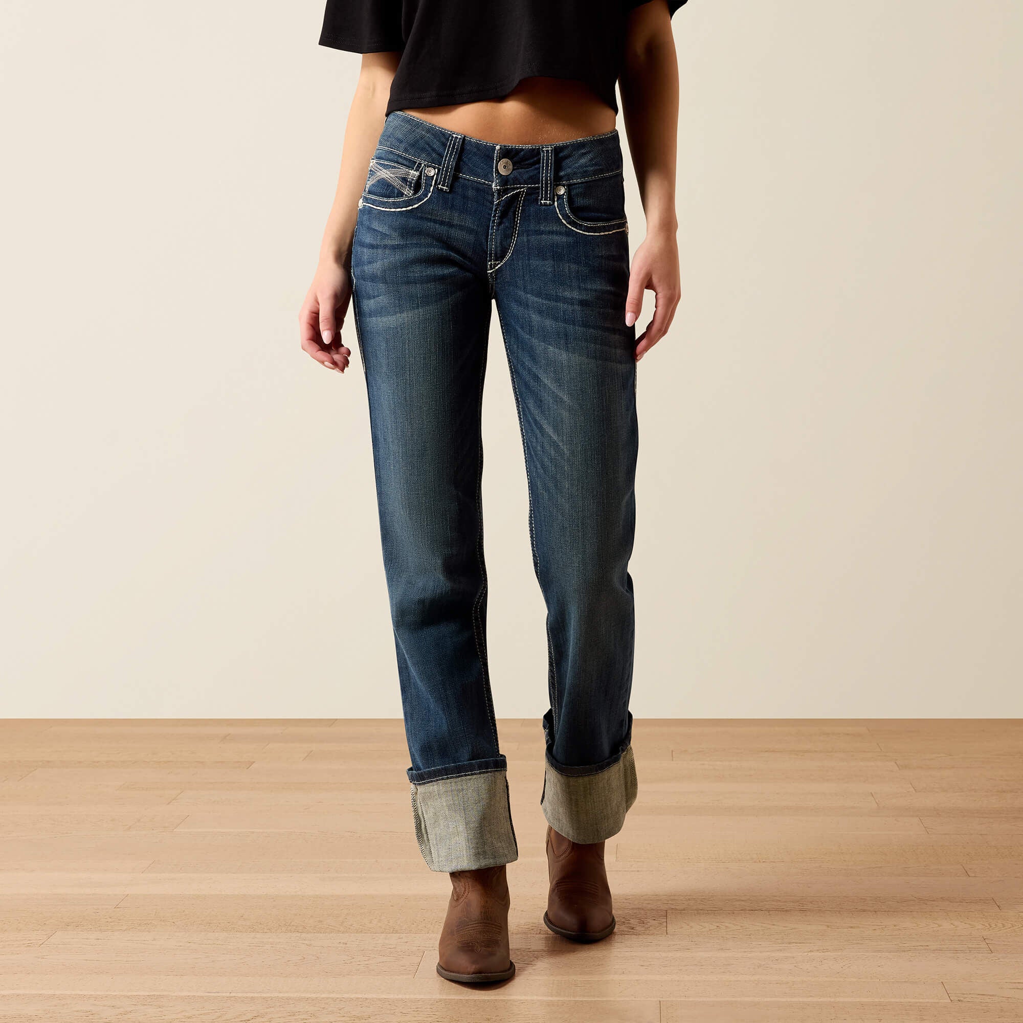 Ariat R.E.A.L. Mid Rise Stretch Ivy Stackable Straight Leg Jean Women|Trends