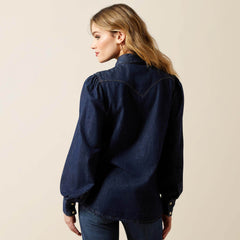 Ariat Puff Sleeve Denim Snap Shirt Women|Trends