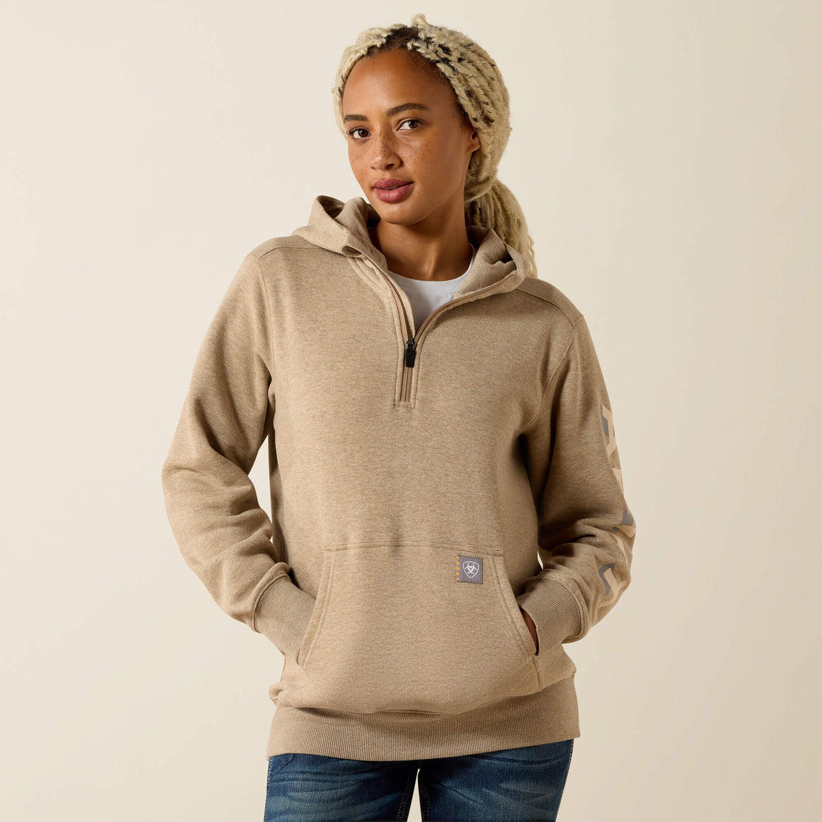 Ariat Rebar Lightweight Logo 1/2 Zip Hoodie Women