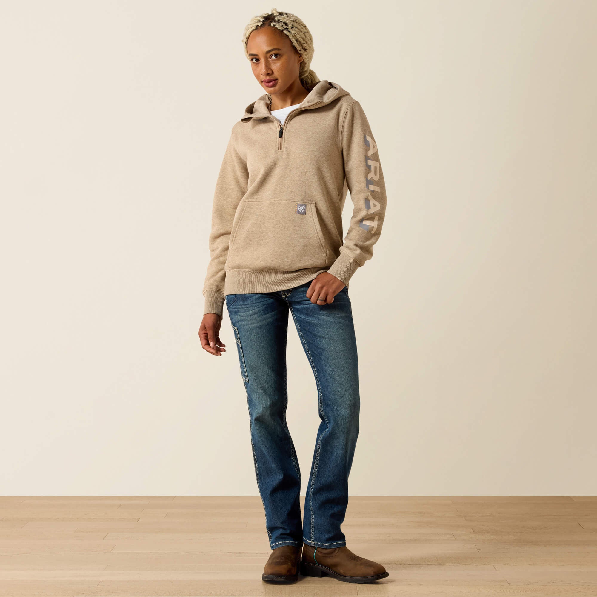 Ariat Rebar Lightweight Logo 1/2 Zip Hoodie Women