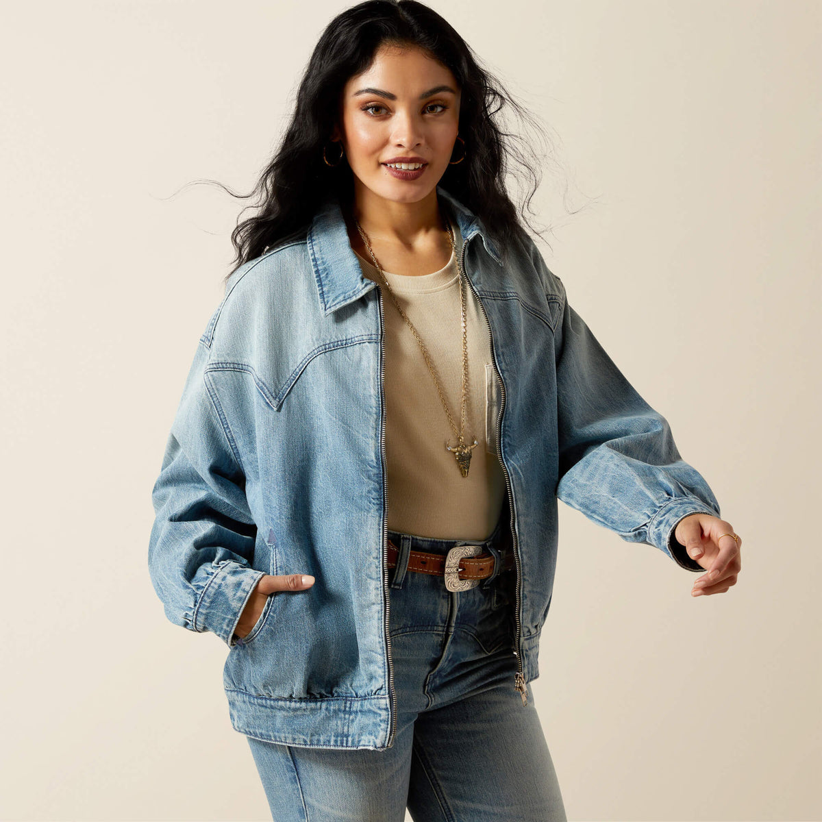 Ariat Cheyenne Denim Bomber Jacket Women|Trends