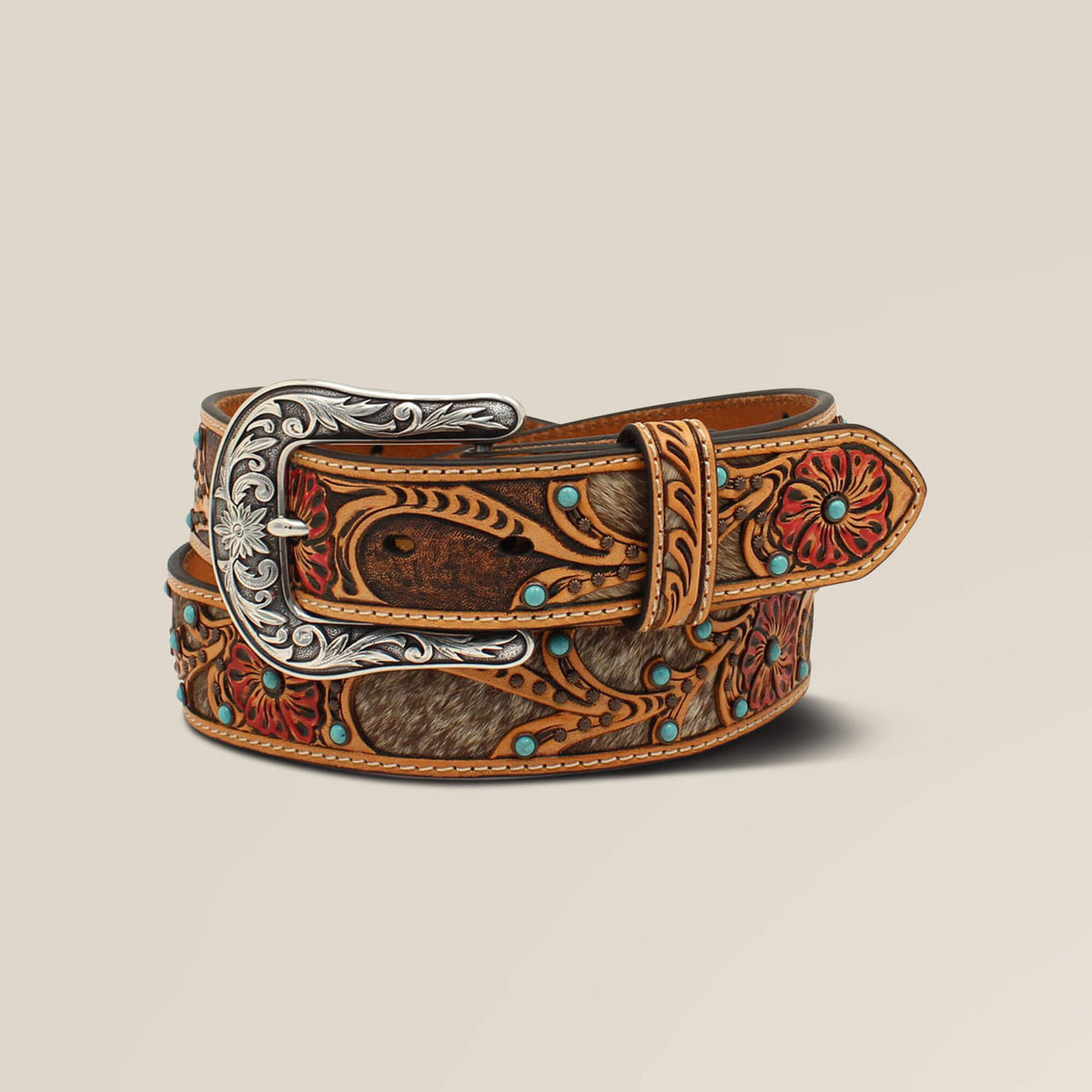 Ariat Flower/Calf Hair Belt Women|Trends