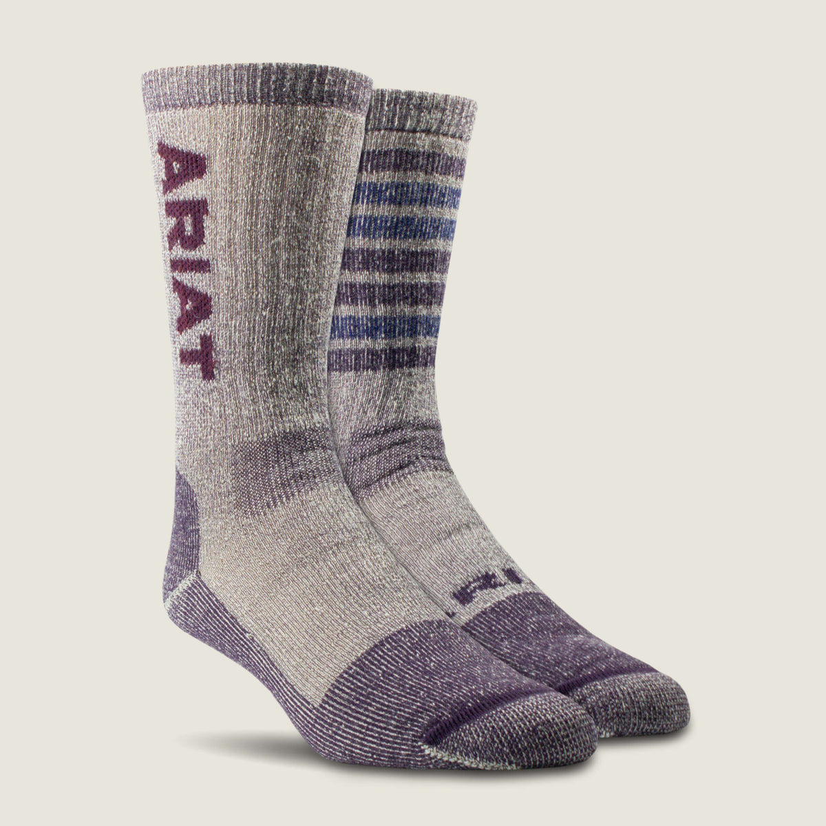 Ariat Midweight Merino Wool Blend Steel Toe Work Sock 2 Pair Multi Color Pack Women