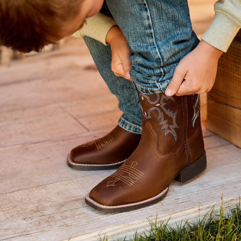 Ariat Tombstone Wide Square Toe Western Boot Kids