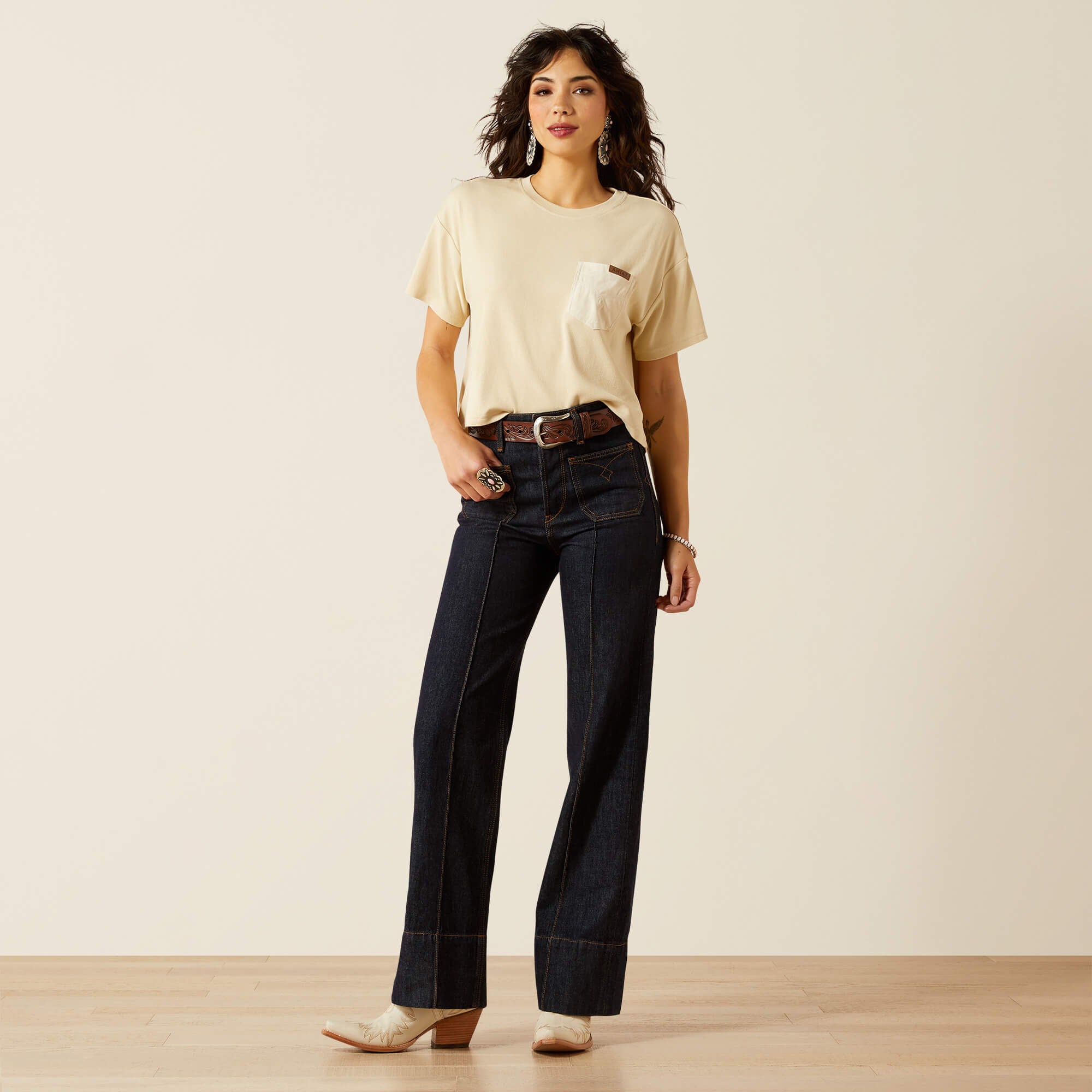 Ariat Ultra High Rise Tomboy Western Utility Wide Leg Jean Trends